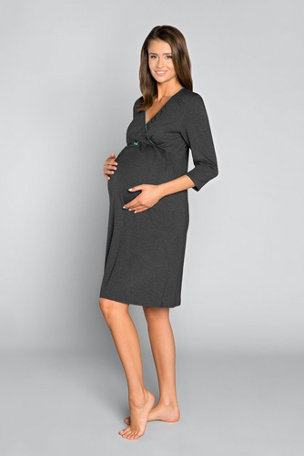 Sonata ciążowa i do karmienia 3/4 rękaw Italia Fashion - ciemny melanż/łosoś