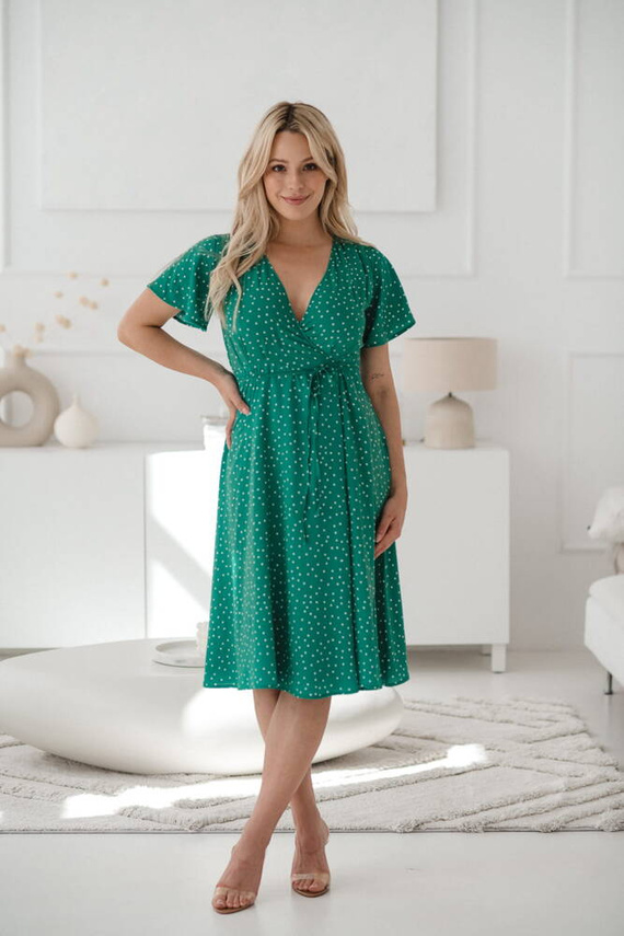 Milk Shake Milk&Love Sukienka do karmienia krótki rękaw zielona w groszki