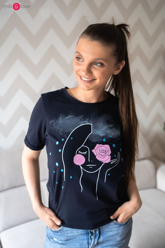 Bluzka do karmienia Boob Milk&Love ciemny granat z grafiką