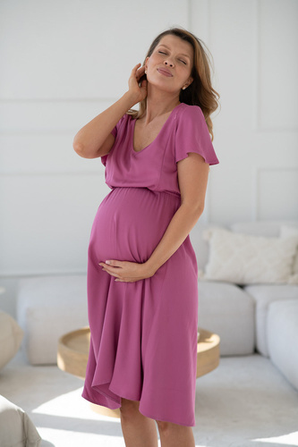 Lovely Dress Midi Milk&Love sukienka ciążowa i do karmienia granatowa w groszki