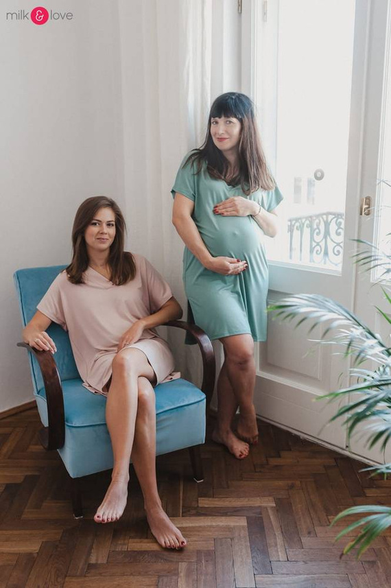 Moon bambusowa koszula nocna ciążowa i do karmienia Milk&Love eukaliptus