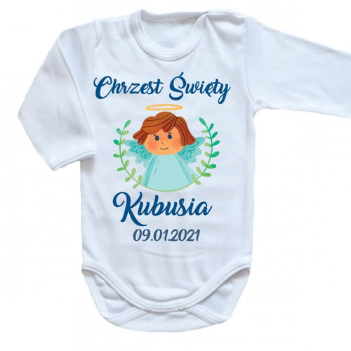 "Chrzest dla chłopca z imieniem" Moocha body długi rękaw biały