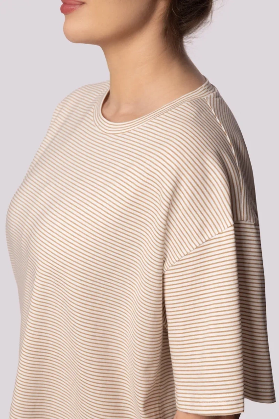 Stripe shortsleeve Piżama damska Mona ecru