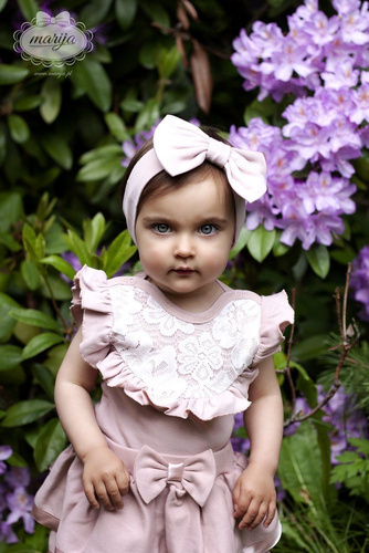 1716K Cherry Opaska z dużą kokardą Marija - różowy