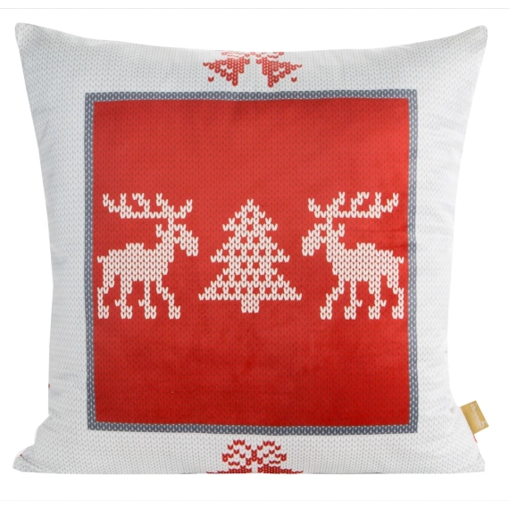 Noel 03 Poszewka świąteczna z motywem skandynawskim Eurofirany czerwony