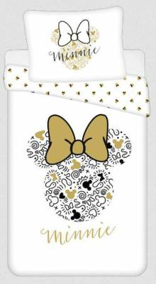 8339 Jerry Fabrics Pościel bawełniana Minnie Gold Mini Myszka