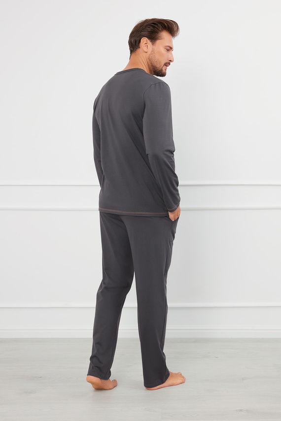 Salomon Piżama Męska długi rękaw, długie spodnie Italian Fashion - grafitowy/miodowy