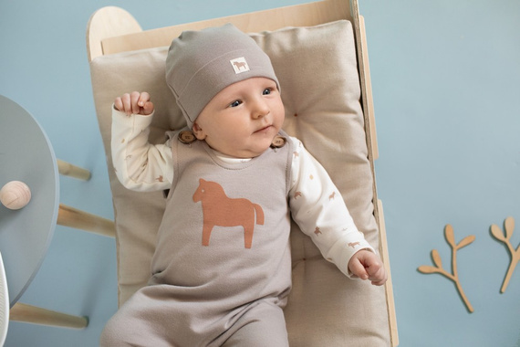 Wooden Pony Pinokio Ogrodniczki z nadrukiem - beż