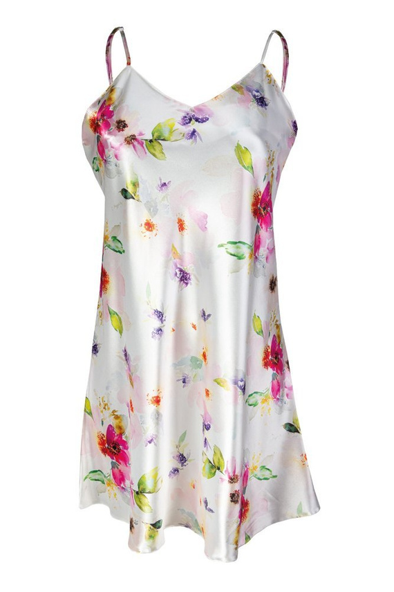 DK-HK Flowers Halka satynowa koszulka damska DKaren - 10 biały