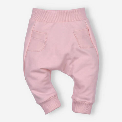 ABN-4517/PUR Spodnie dresowe kieszonka z bawełny organicznej Nini pudrowy róż