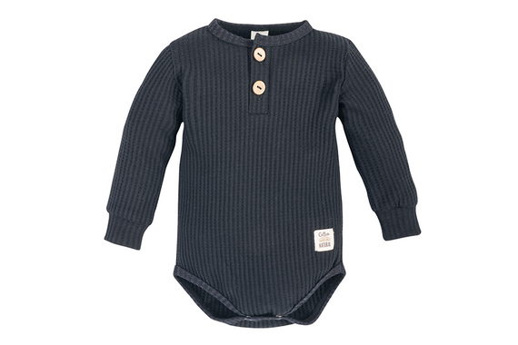 "Natural Waffel" Makoma Body polo z długim rękawem black