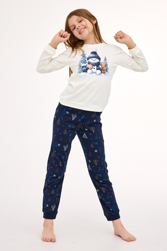 977/189 978/189 Snowy Day Cornette piżama dziewczęca bawełna, długi rękaw | Ciepła i wygodna