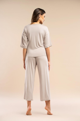 Piżama damska MK34 Only You beżowa Belle Reverie – wiskoza, krótki rękaw, lekka i zmysłowa