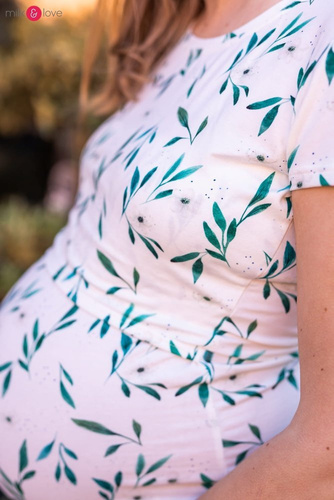 Bluzka do karmienia i ciążowa z krótkim rękawem Milk Shirt Milk&Love w listki