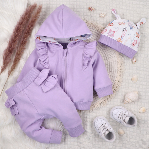 ABN-5488 Underwater World Bluza dresowa Nini– bawełna organiczna, fioletowa, suwak, kaptur