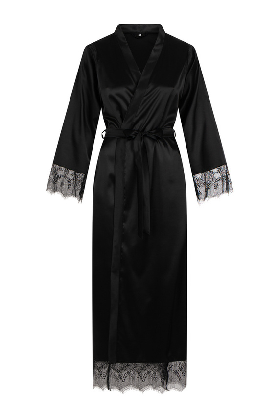 Blanka Szlafrok damski długi ByShelly - czarny