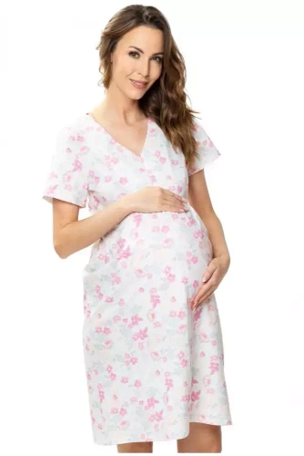 86563 Gia Koszula Nocna ciążowa i do karmienia Mewa różowy