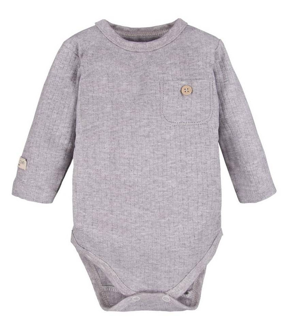 Body z długim rękawem z kieszonką "Simply Comfy" Ewa Klucze- szary melanż