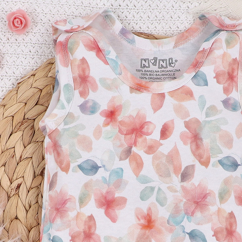 ABN-5420 Kolorowe kwiatki Śpiochy z bawełny organicznej Nini druk