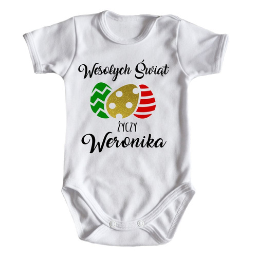 Body krótki rękaw "Moja pierwsza Wielkanoc" Moocha białe