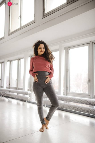 Legginsy ciążowe z wysokim pasem Milk&Love ciemny szary melanż