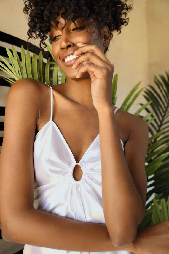 Kamaria Halka satynowa koszulka damska DKaren - biały