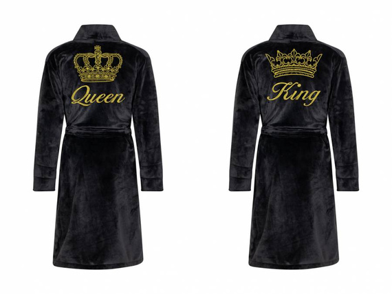 Queen&King + Korona By Shelly zestaw szlafroków - czarny/złoty