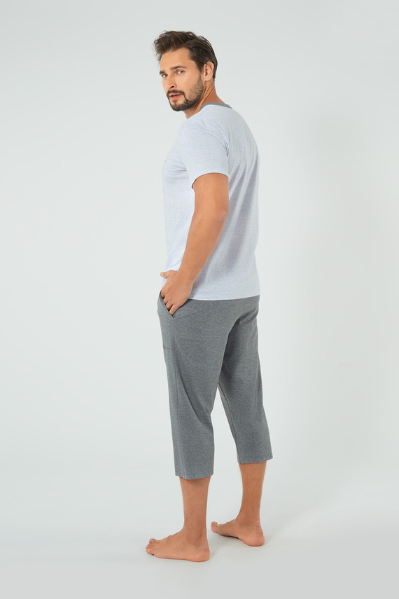 Junak Piżama Męska krótki rękaw i 3/4 spodnie Italian Fashion - j.melanż/śr.melanż