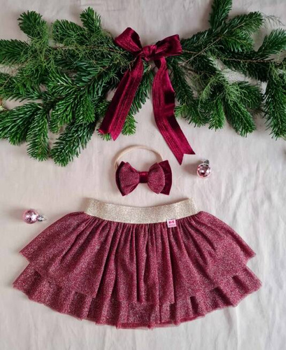 M726T Spódniczka z tiulu Marija - bordowy