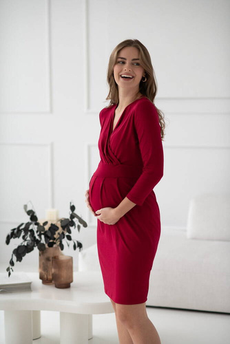 Grow with me sukienka ciążowa i do karmienia Milk&Love bordowy