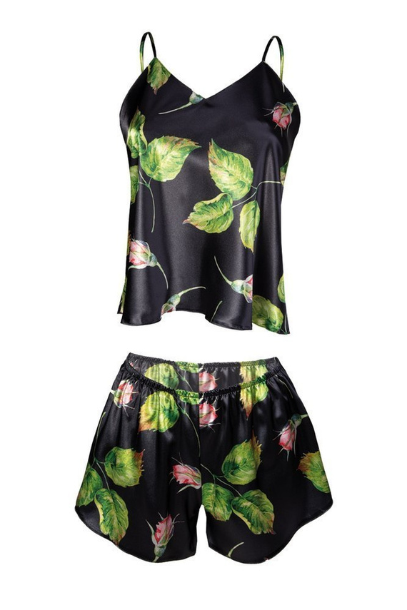 DK-KK Flowers Komplet piżama damska DKaren - 8 czarny