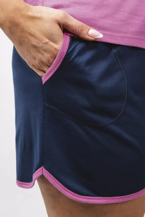 Ontega Piżama Damska krótki rękaw, spodenki Italian Fashion- amarantowy/granatowy