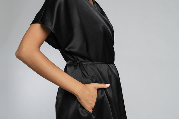 Dotyk Szlafrok krótki rękaw Italian Fashion - czarny