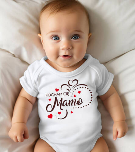 "Kocham Cię MAMO" Moocha Body krótki rękaw biały