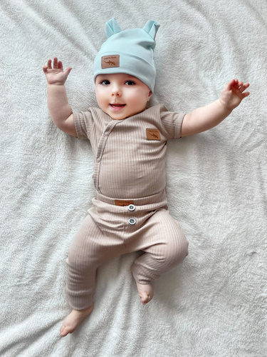 Lagarto Verde czapka z uszkami gładka - niebieski