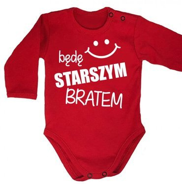 "Będę STARSZYM bratem v2" Moocha body długi rękaw czerwony
