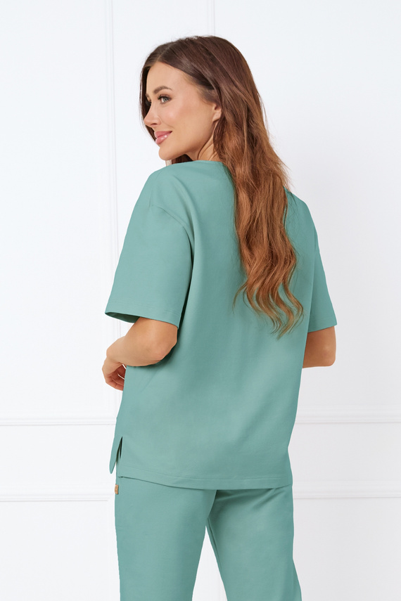 Caro Bluzka z krótkim rękawem Italian Fashion - szałwiowy