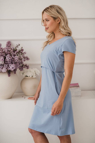 Night & Day Koszula nocna ciążowa i do karmienia krótki rękaw Milk&Love błękitny