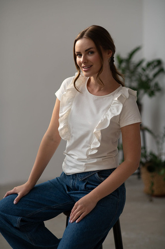 Milky Waves bluzka do karmienia z krótkim rękawem Milk&Love śmietankowy