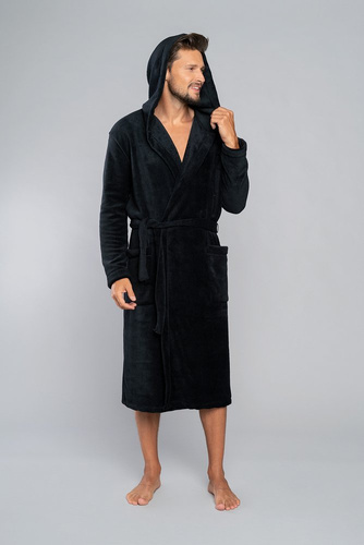 Mimas Szlafrok męski z kapturem Italian Fashion- szary