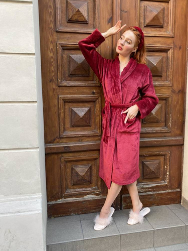 628 Abigail Długi Szlafrok damski Forex - bordo