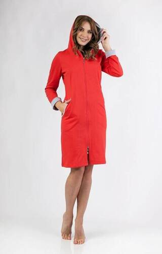 158 Szlafrok Damski z kapturem Regina- czerwony