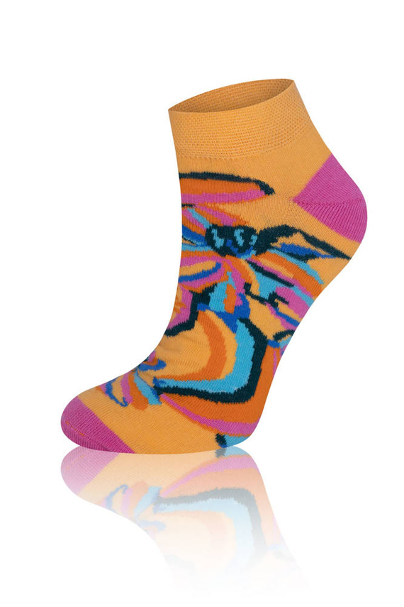 S141S Zanzi Italian Fashion Skarpety stopki - tuskusowy/żółty/różowy