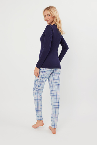 Adriana Piżama Damska długi rękaw, długie spodnie Italian Fashion - granatowy/druk