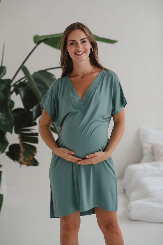 Moon bambusowa koszula nocna ciążowa i do karmienia Milk&Love eukaliptus