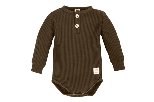 "Natural Waffel" Makoma Body polo z długim rękawem mocha