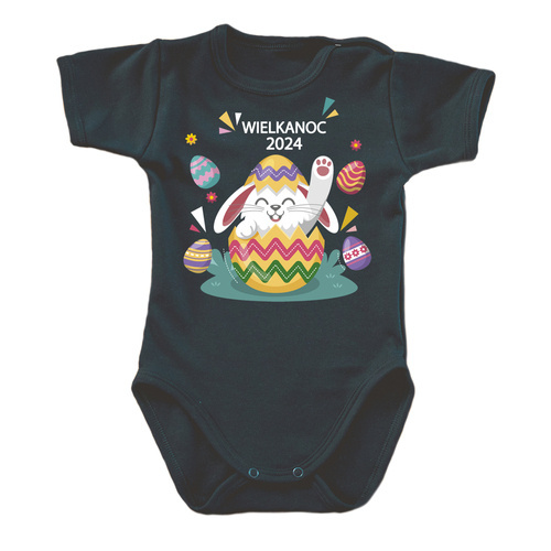 "Wielkanoc 2024 z króliczkiem" Moocha body krótki rękaw czarny