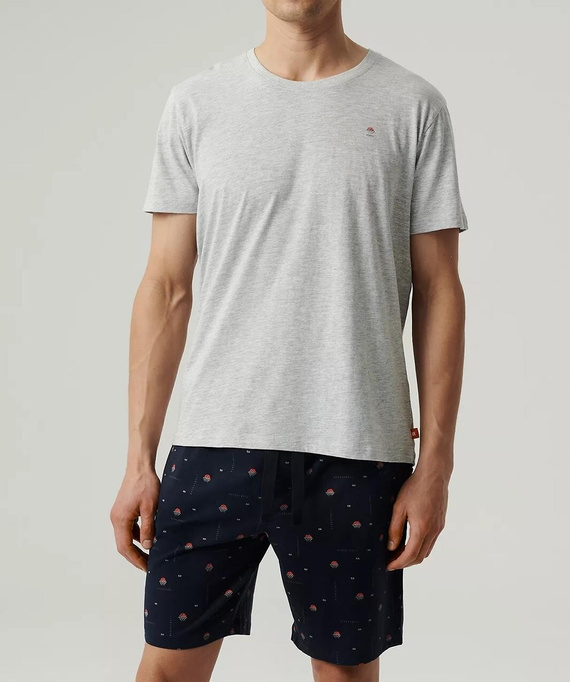 NMP-384  Piżama męska krótki rękaw, Atlantic-szary granatowy