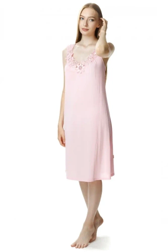 4114 Róża halka koszula nocna damska Mewa różowy