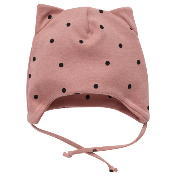 Tres Bien Pinokio Wiązana Czapka niemowlęca - róż groszki